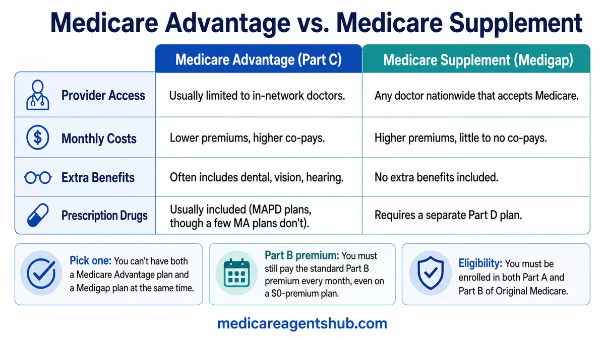 Medicare Advantage vs. Medigap comparison.