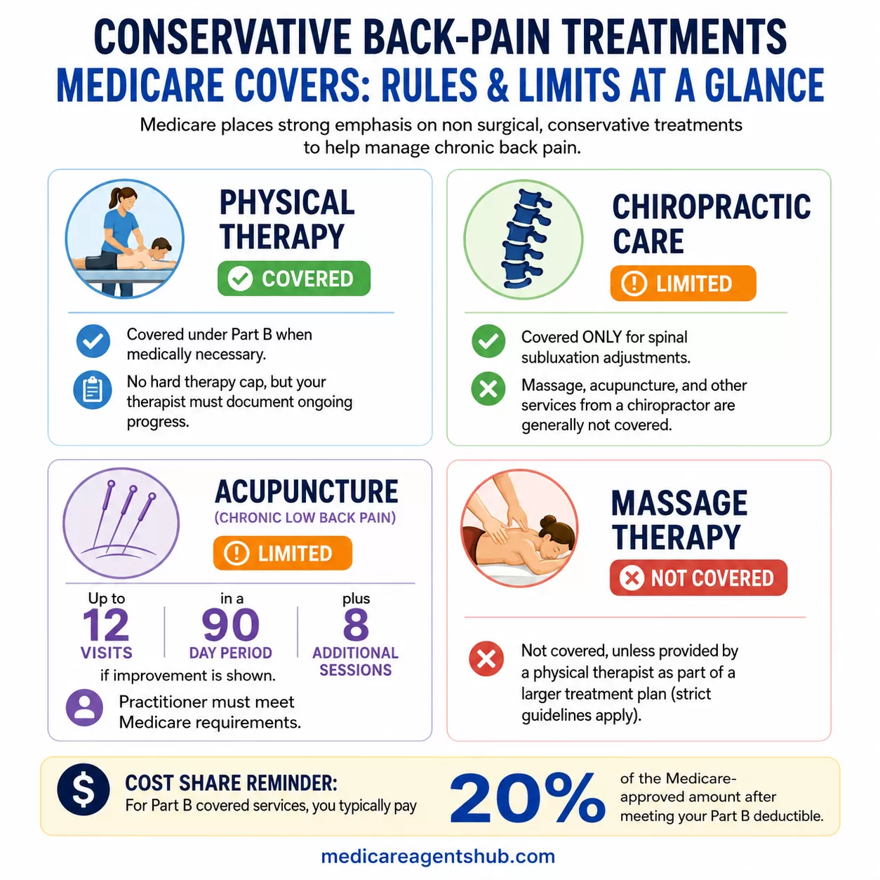 Medicare coverage guide for conservative chronic back pain care.