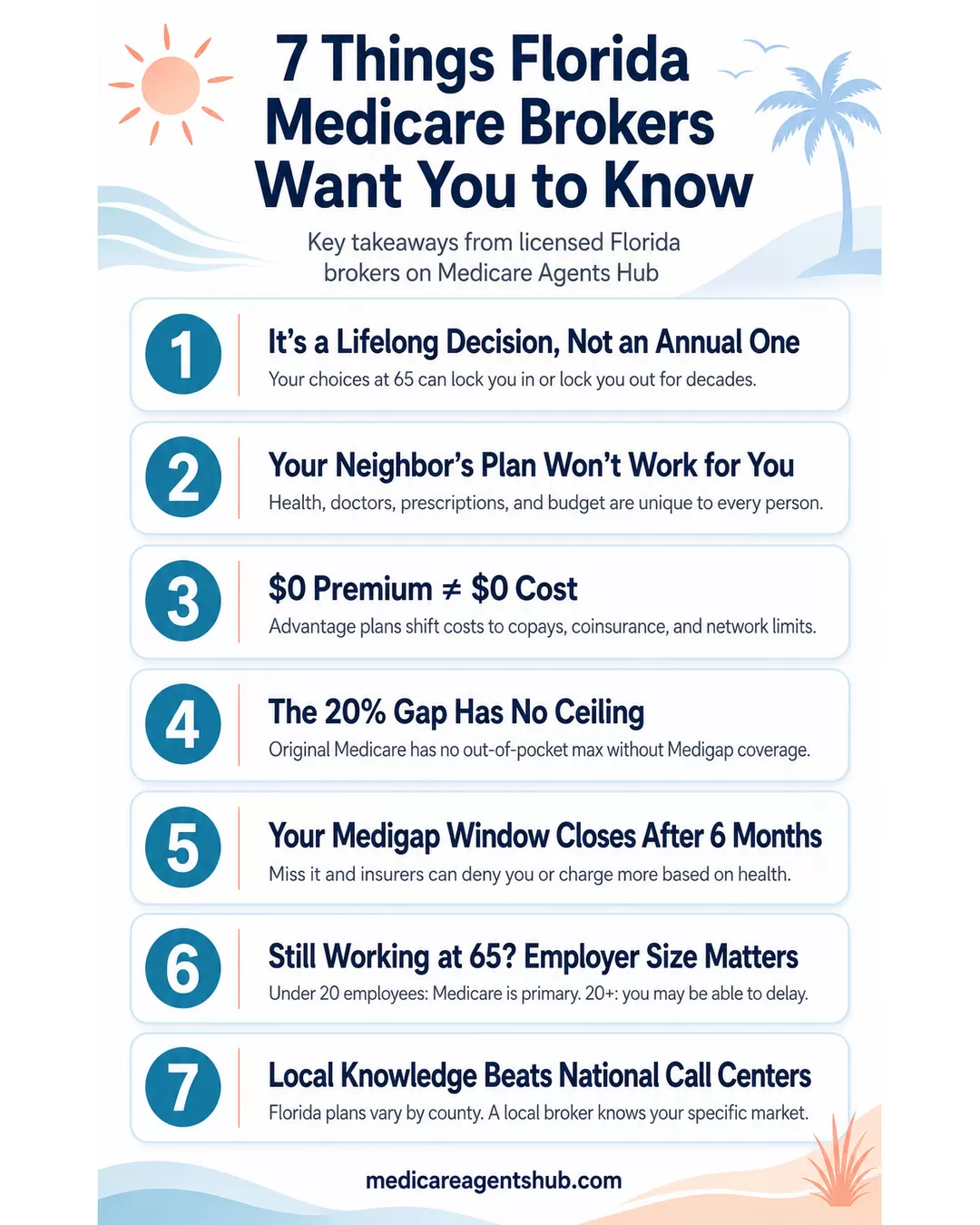 Seven tips from Florida Medicare brokers for choosing a plan.